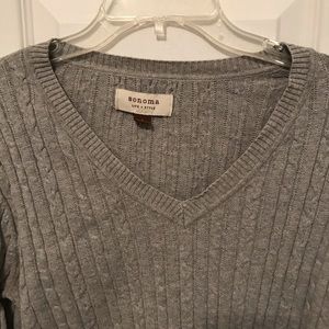 Grey Sonoma v neck cable sweater